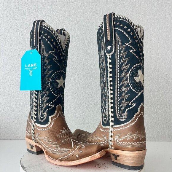 Lane RODEO HOUSTON Womens Cowboy Boots 5.5 Brown Western Cowgirl Mid Calf Tall - Picture 11 of 11
